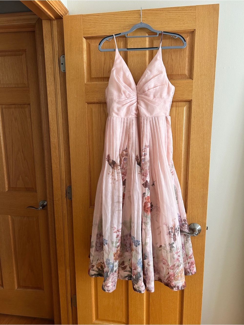 Pink Floral Spaghetti-Strap Dress